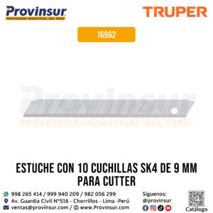 Estuche con 10 cuchillas SK4 de 9 mm para cutter 16962 Truper