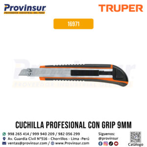 Cutter 9 mm profesional con alma metálica y grip 16971 Truper