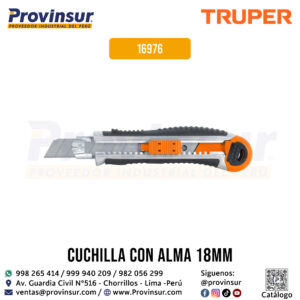 Cutter de 18mm para trabajo pesado con alma metálica y grip 16976 Truper