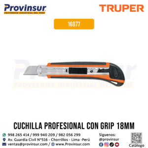 Cutter de 18mm profesional con alma metálica y grip 16977 Truper