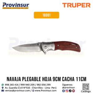 Navaja abatible de 4-1/2'' con mango de madera 16981 Truper
