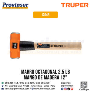 Marro octagonal 2.5 lbs mango de madera 12'' 17045 Truper
