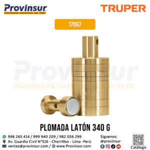 Plomada 12 oz de latón con centro y guía magnética 17067 Truper
