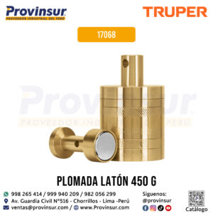 Plomada de latón 16 oz con centro y guía magnética 17068 Truper