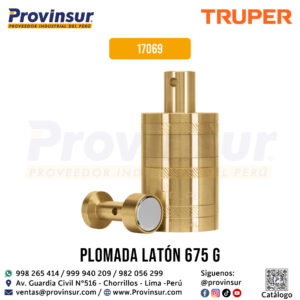 Plomada de latón 24 oz con centro y guía magnética 17069 Truper
