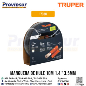 Manguera de hule para compresor de 10 metros x 1/4'' 17080 Truper