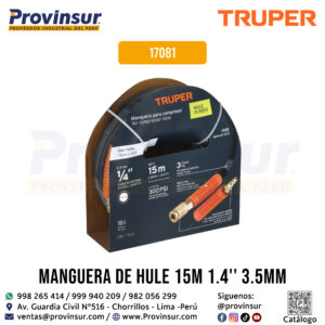 Manguera de hule para compresor de 15 m x 1/4'' 17081 Truper