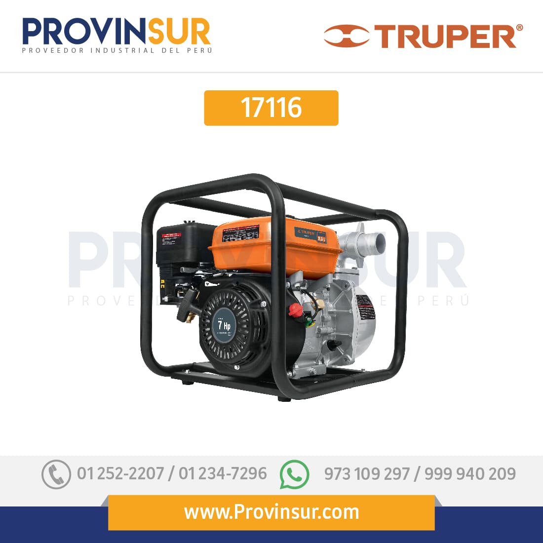 Motobomba autocebante 2x2", 7 HP, a gasolina 17116 Truper 1 Motobomba autocebante 2x2", 7 HP, a gasolina 17116 Truper