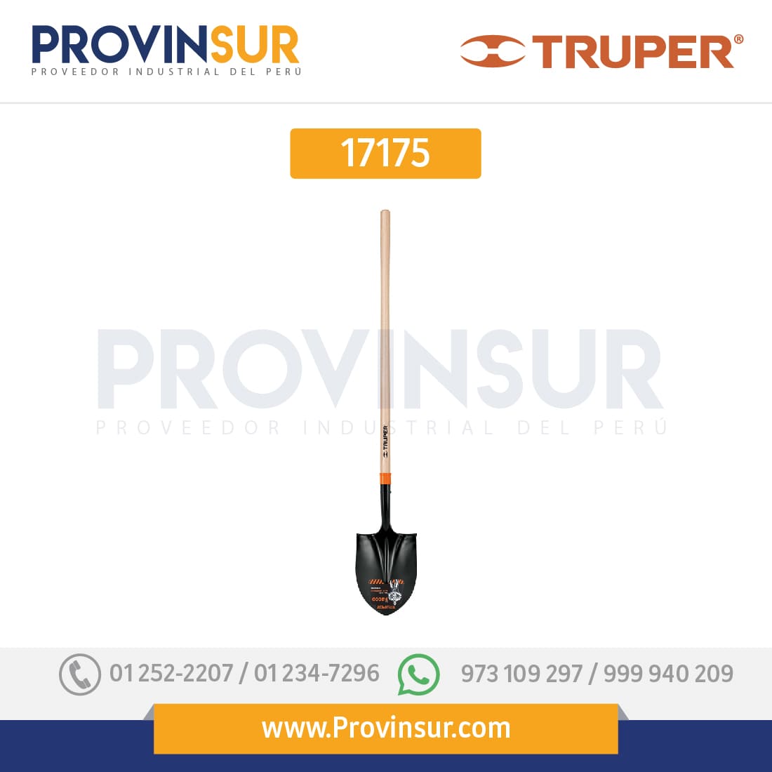 Pala redonda, mango largo, modelo T-2000 17175 Truper 1 Pala redonda, mango largo, modelo T-2000 17175 Truper