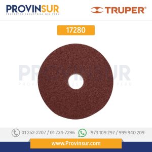 DISCO DE LIJA 4-1/2" CON RESPALDO DE FIBRA, GRANO 24, 5 PZAS 17280 Truper