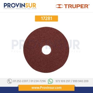 DISCO DE LIJA 4-1/2" CON RESPALDO DE FIBRA, GRANO 36, 5 PZAS 17281 Truper