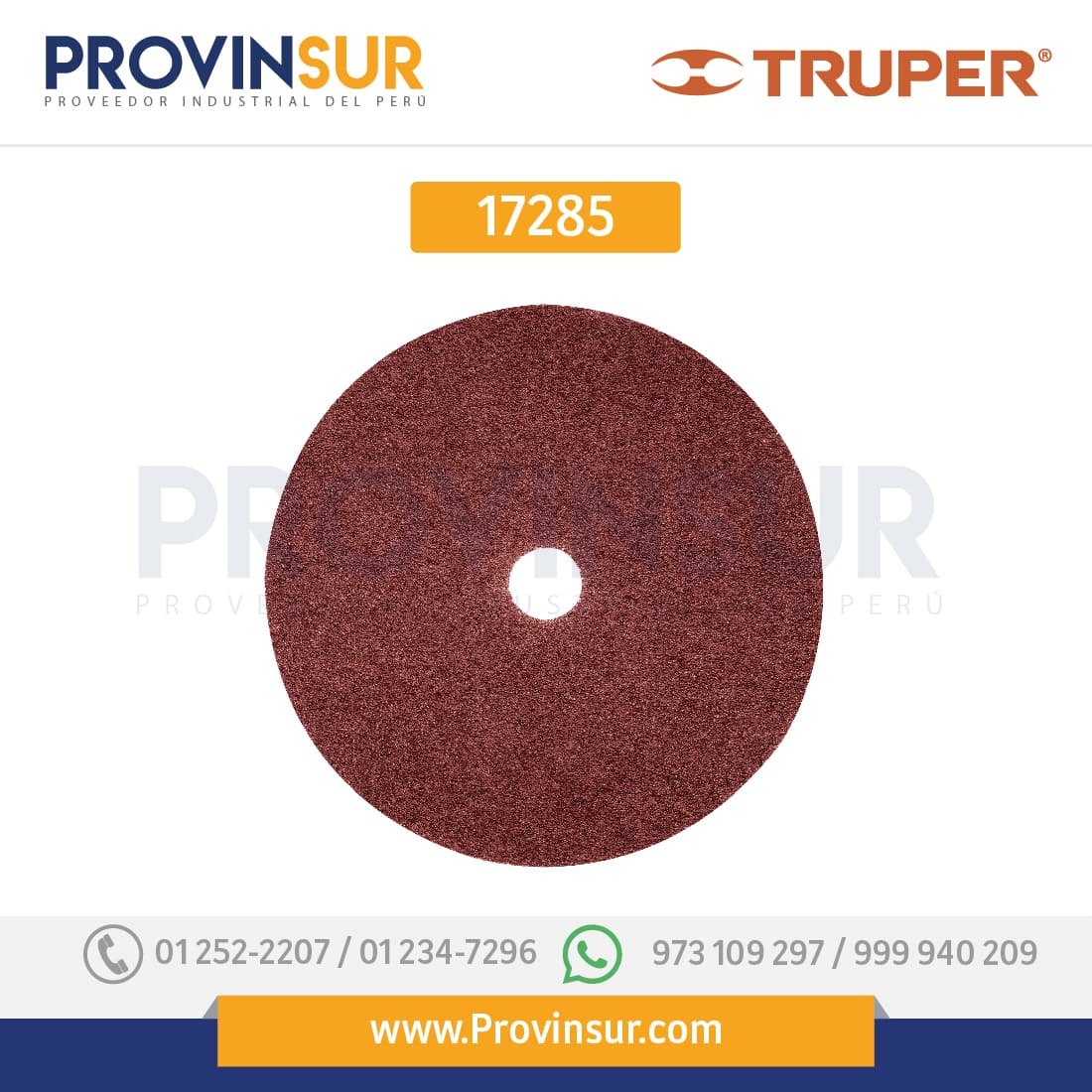 DISCO DE LIJA DE 7" CON RESPALDO DE FIBRA, GRANO 36, 5 PZAS 17285 Truper 1 DISCO DE LIJA DE 7" CON RESPALDO DE FIBRA, GRANO 36, 5 PZAS 17285 Truper