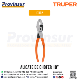 Pinzas de chofer 10'' con mango de PVC 17302 Truper