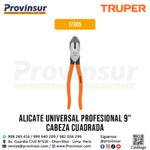Pinza de electricista 9'' uso rudo con mango de PVC 17305 Truper