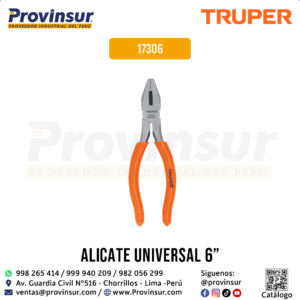 Pinzas de electricista de 6'' con mango de PVC 17306 Truper