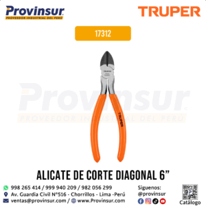 Pinza de Corte Diagonal 6'' con mango de PVC 17312 Truper