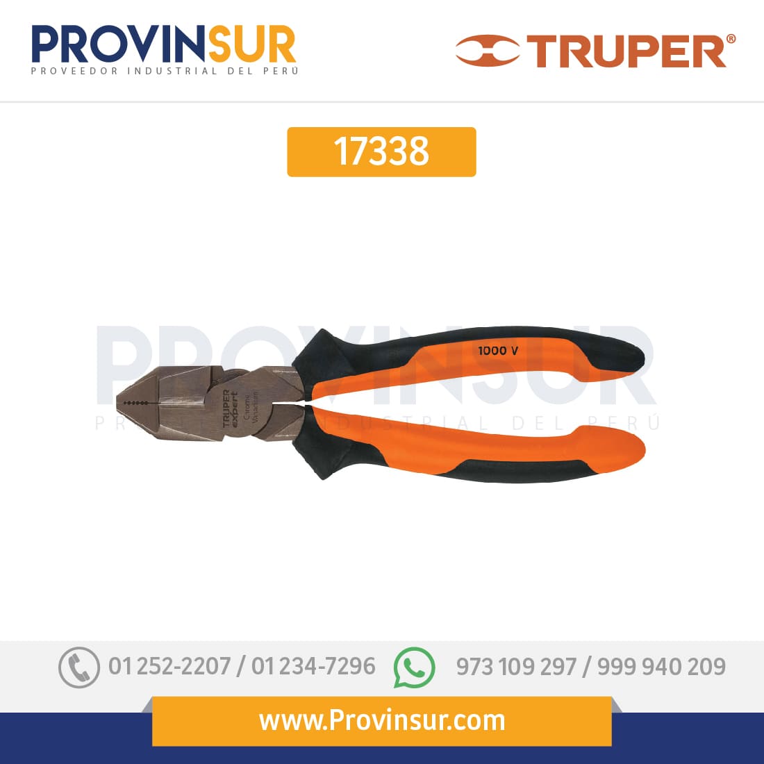 Pinzas de electricista profesionales, cabeza cuadrada, Comfort Grip 17338 Truper Expert 1 Pinzas de electricista profesionales, cabeza cuadrada, Comfort Grip 17338 Truper Expert