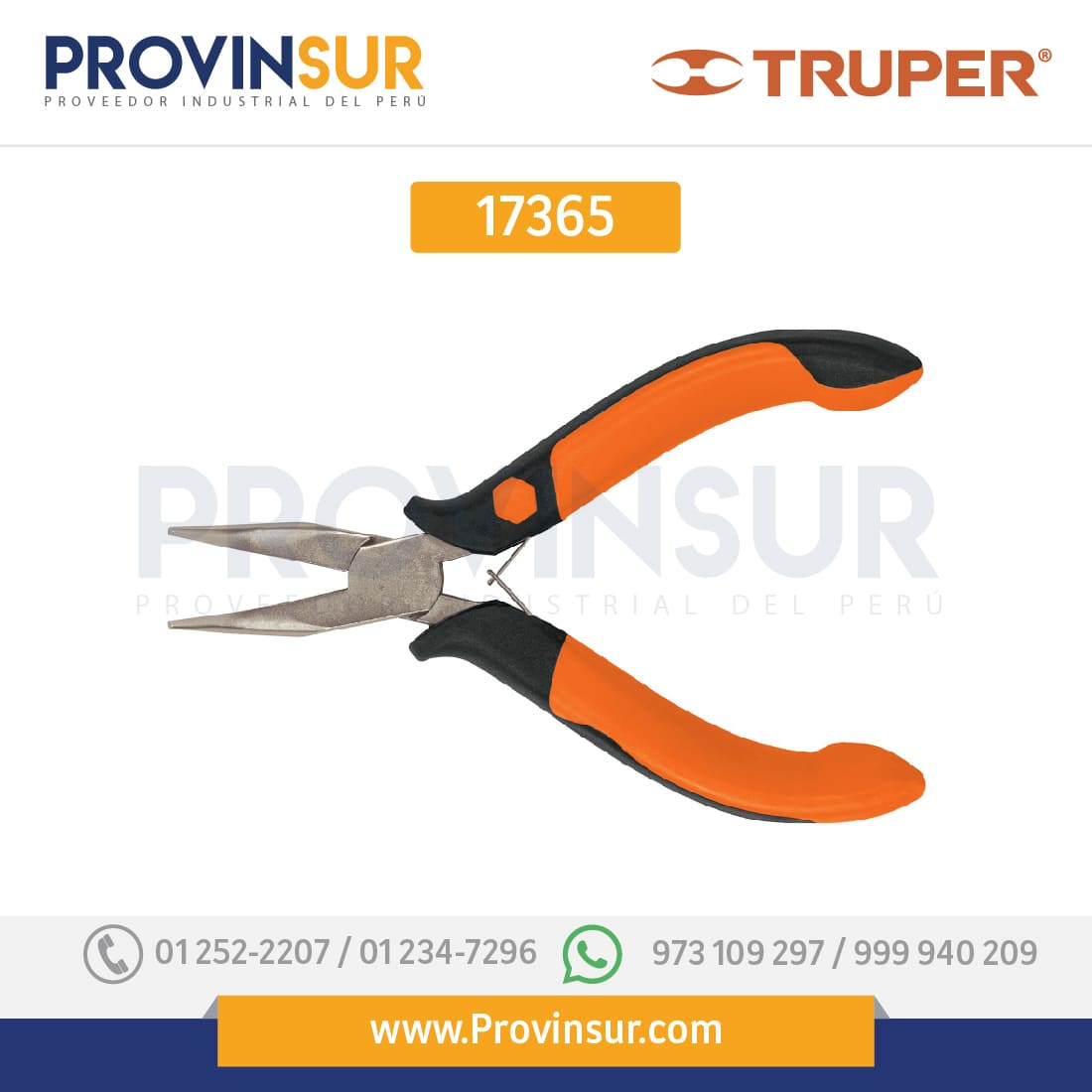 Pinza de punta curva 5", mango comfort grip 17365 Truper 1 Pinza de punta curva 5", mango comfort grip 17365 Truper