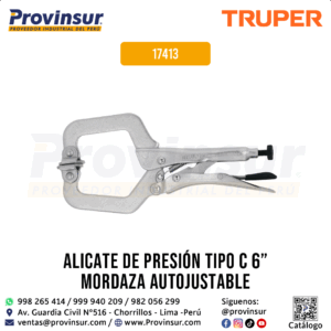 Pinzas de Presión 6'' Tipo ''C'' con Mordaza Autoajustable 17413 Truper