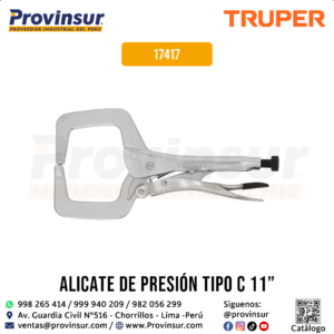 Pinza de presión 11'' Tipo ''C'' con Mordaza Fija 17417 Truper