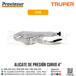 Pinzas de Presión 4'' con Mordaza Curva 17419 Truper