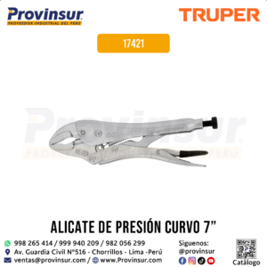 Pinza de Presión 7'' con Mordaza Curva 17421 Truper