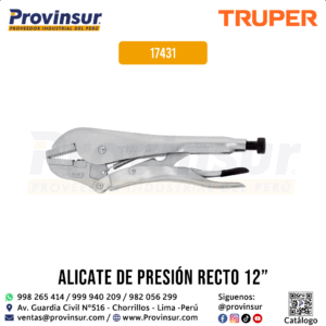 Pinza de Presión 12'' con Mordaza Recta 17431 Truper
