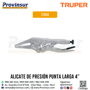 Pinza de Presión 4'' de Punta Larga 17434 Truper