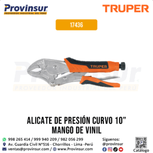 Pinza de Presión 10'' con Mordaza Curva y Mango de Vinil 17436 Truper