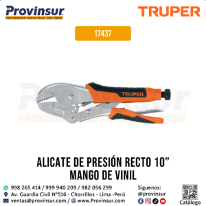 Pinza de presión 10'' con Mordaza Recta y Mango de Vinil 17437 Truper