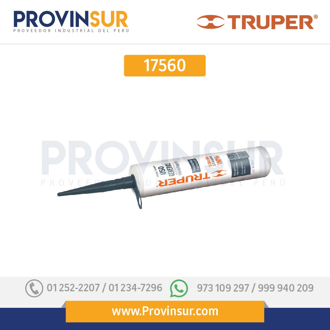 Sellador blanco, 100% de silicón, 280 ml 17560 Truper 1 Sellador blanco, 100% de silicón, 280 ml 17560 Truper