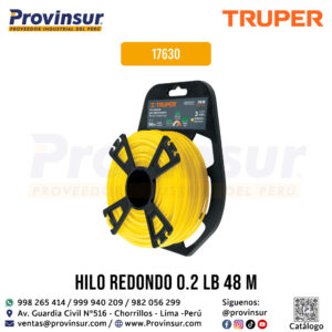 Hilo redondo para desbrozadora de 33mm x 56 metros en tarjeta tipo carrete 17630 Truper