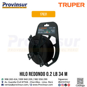 Hilo redondo para desbrozadora 3.3mm x 47 metros en tarjeta tipo carrete 17631 Truper