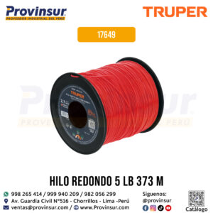 Hilo redondo para desbrozadora 2.7m x 373 metros en carrete 17649 Truper