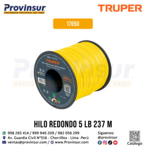 Hilo redondo para desbrozadora 3mm x 280 metros en carrete 17650 Truper