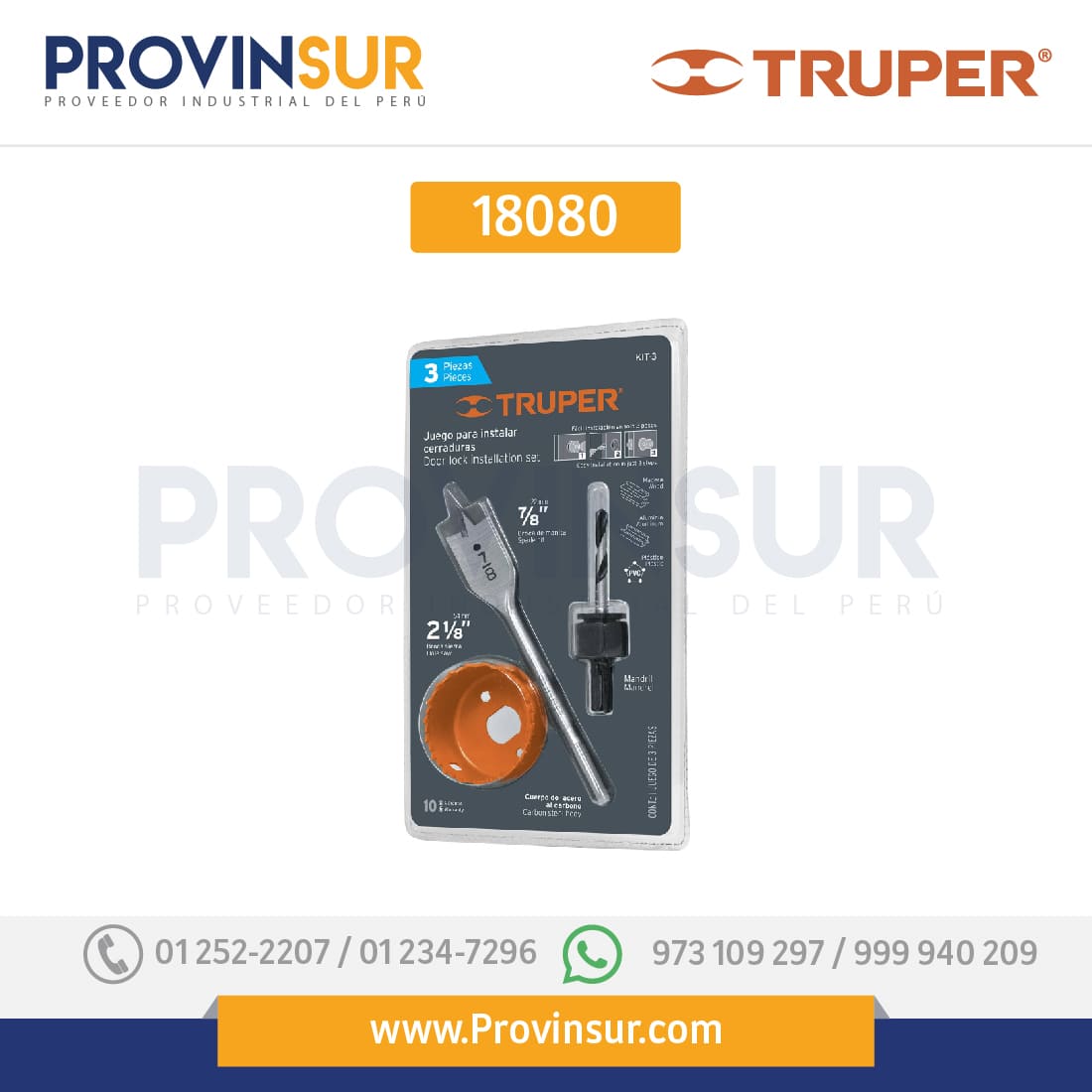JUEG PARA INSTALAR CERRA,MADERA,BLISTER 18080 Truper 1 JUEG PARA INSTALAR CERRA,MADERA,BLISTER 18080 Truper