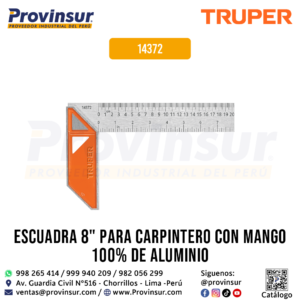Escuadra para carpintero de 8 pulgadas con mango de aluminio 14372 Truper