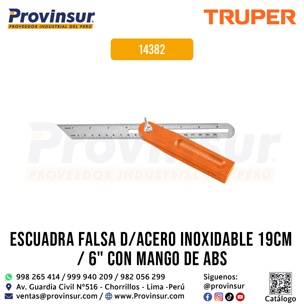 Escuadra falsa 8 pulgadas mango plástico 14382 Truper 1 Escuadra falsa 8 pulgadas mango plástico 14382 Truper