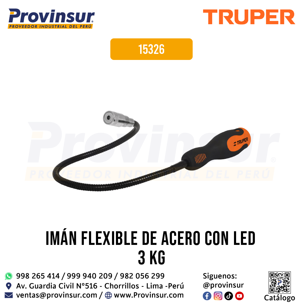 Imán flexible de acero con LED 3kg 15326 Truper 1 Imán flexible de acero con LED 3kg 15326 Truper