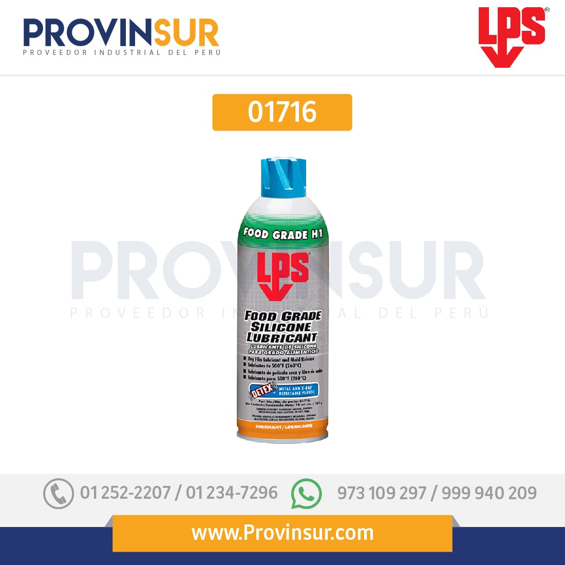 Lubricante de Silicona para Grado Alimenticio 01716 LPS 1 Lubricante de Silicona para Grado Alimenticio 01716 LPS
