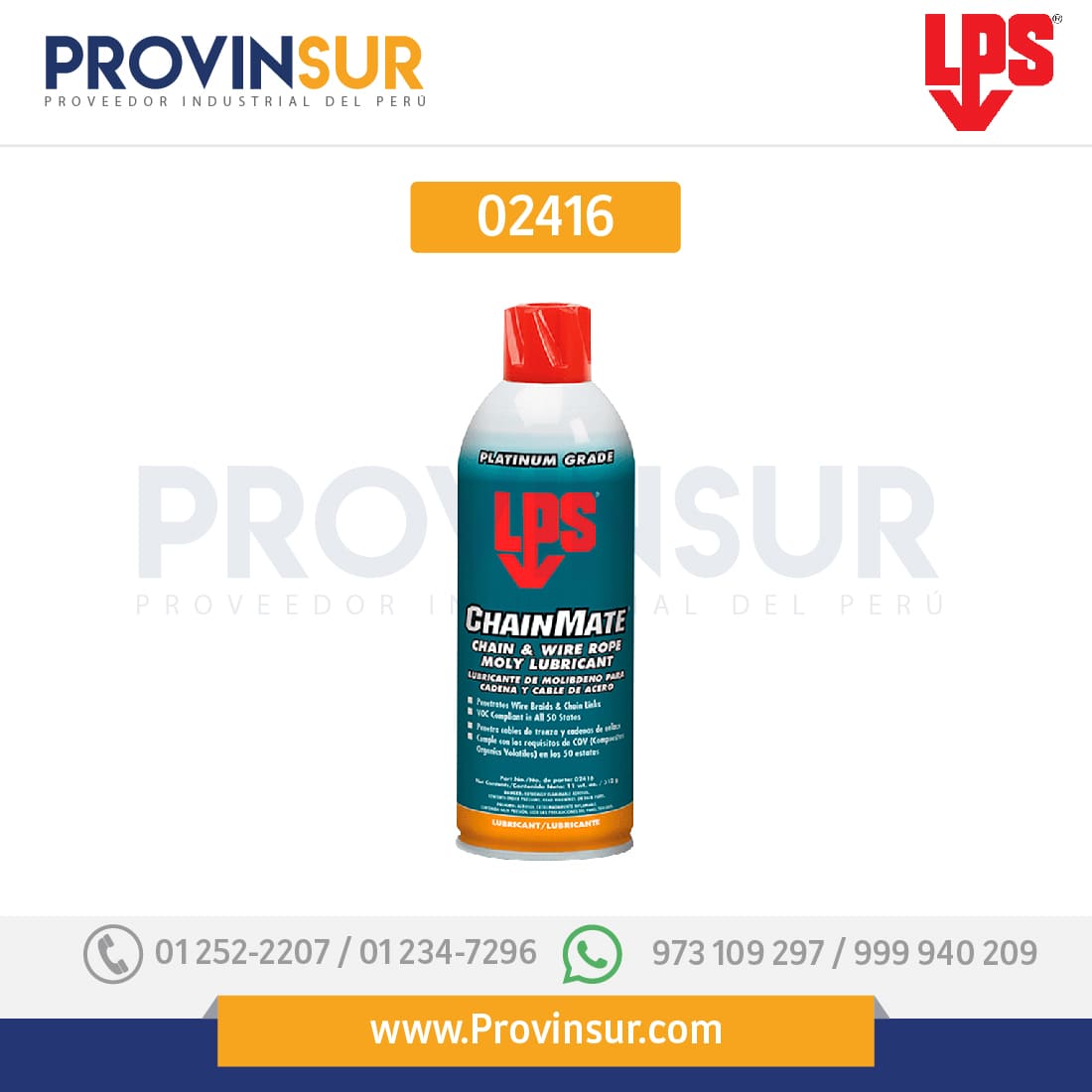 Lubricante de Molibdeno para Cadena y Cable de Acero 02416 LPS 1 Lubricante de Molibdeno para Cadena y Cable de Acero 02416 LPS