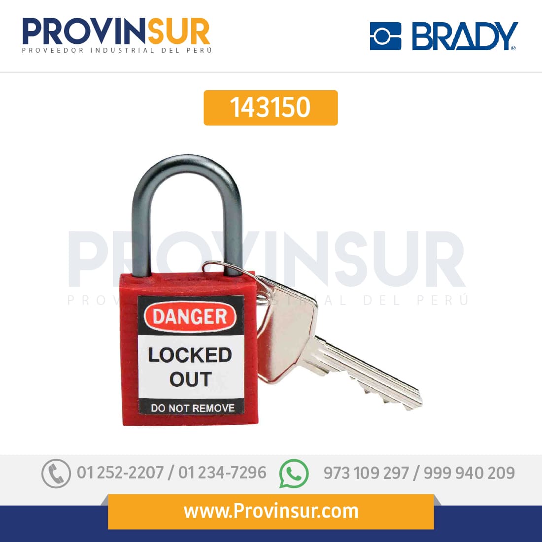 Candados de bloqueo compactos de nylon 143150 Brady 1 Candados de bloqueo compactos de nylon 143150 Brady