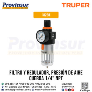Filtro y Regulador de Presión de Aire con Cuerda 1/4'' NPT 18238 Truper