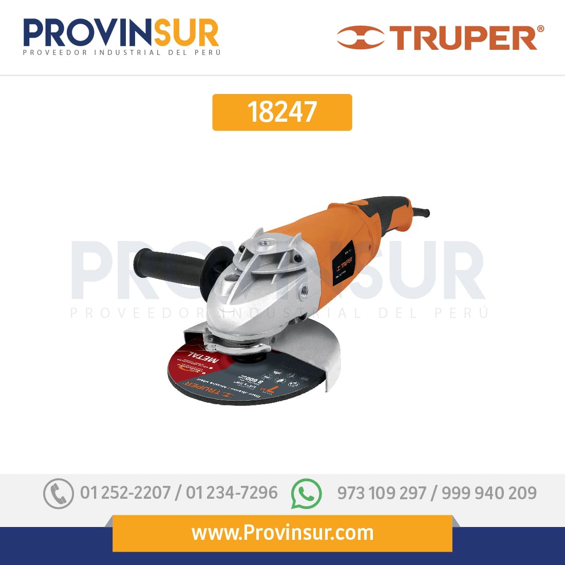 Esmeriladora Angular 7", Profesional 1,800 W 18247 Truper 1 Esmeriladora Angular 7", Profesional 1,800 W 18247 Truper