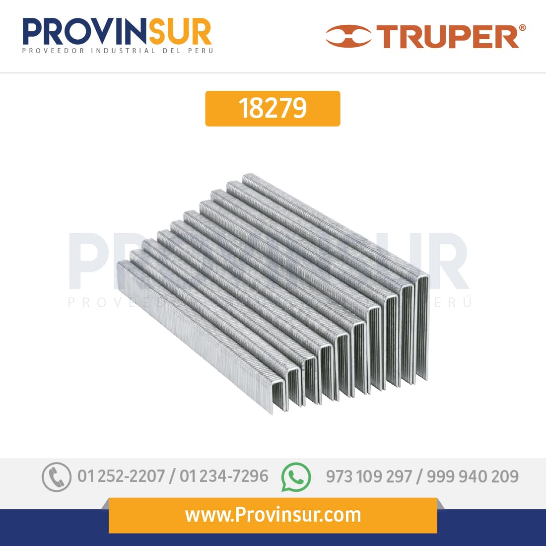 Caja con 5000 grapas corona 1/4" calibre 18, 40mm p/ENNE-120 18279 Truper 1 Caja con 5000 grapas corona 1/4" calibre 18, 40mm p/ENNE-120 18279 Truper