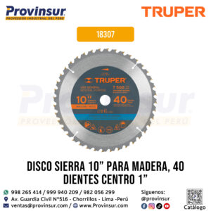 Disco Sierra 10'' para Madera de 40 Dientes y Centro 1'' 18307 Truper