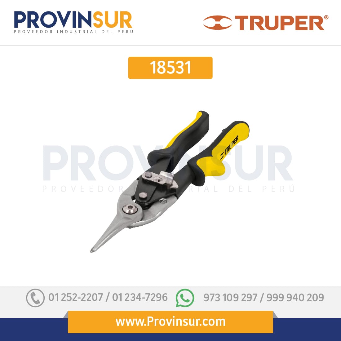 Tijera de aviación corte recto, 9 1/2" 18531 Truper 1 Tijera de aviación corte recto, 9 1/2" 18531 Truper