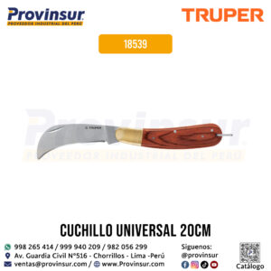 Cuchillo Abatible 8'' para Electricista con Mango de Madera 18539 Truper