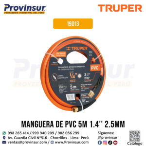 Manguera para Compresor de PVC 5m x 1/4'' 19013 Truper