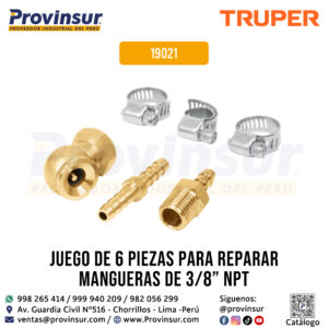 Juego de 6 Piezas para Reparar Mangueras de 3/8'' NPT 19021 Truper